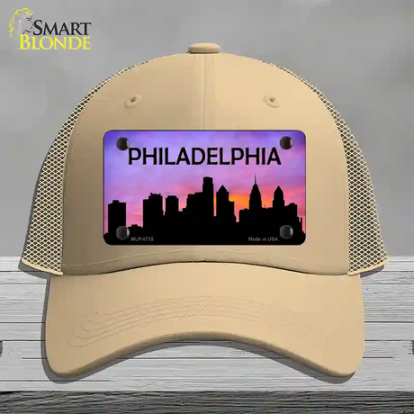 Philadelphia Silhouette Novelty License Plate Hat Mesh / Khaki