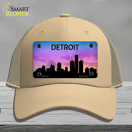 Detroit Silhouette Novelty License Plate Hat Mesh / Khaki