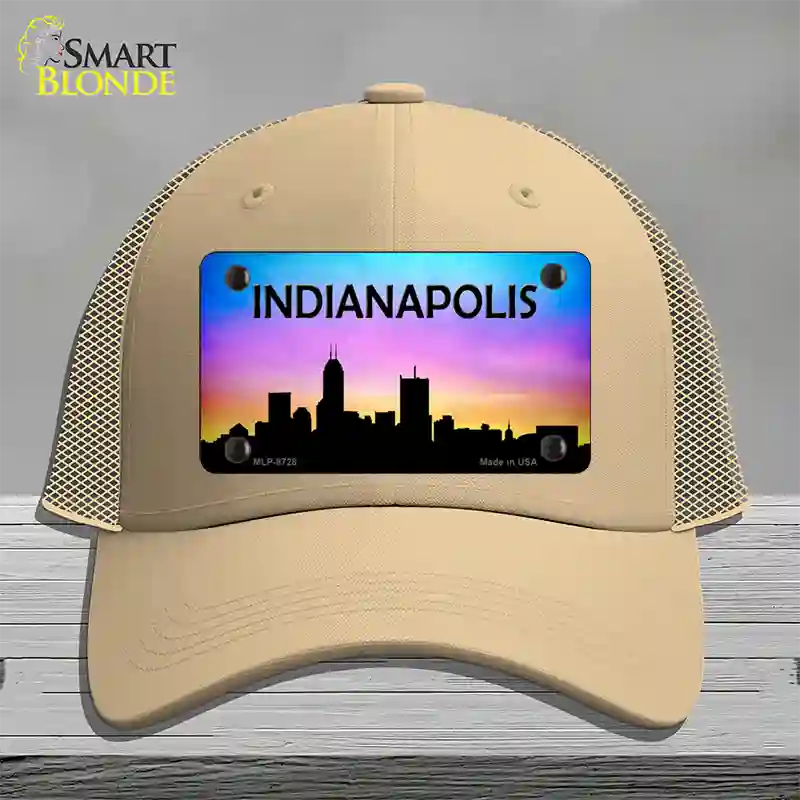 Indianapolis Silhouette Novelty License Plate Hat Mesh / Khaki