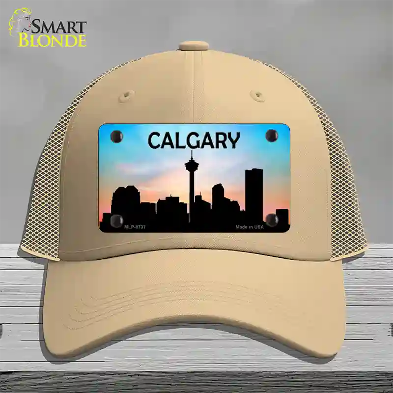 Calgary Silhouette Novelty License Plate Hat Mesh / Khaki