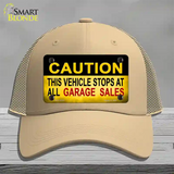 Caution Stops At Garage Sales Novelty License Plate Hat Mesh / Khaki