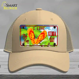 I Love Flip Flop Novelty License Plate Hat Mesh / Khaki