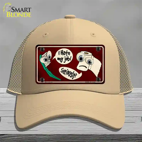 I Hate My Job Novelty License Plate Hat Mesh / Khaki