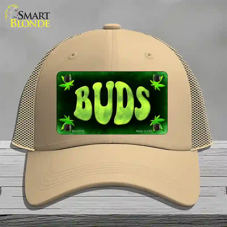 Buds Novelty License Plate Hat Mesh / Khaki