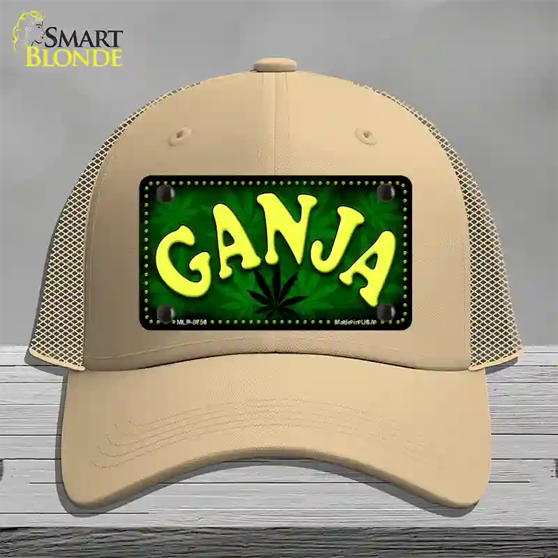 Ganja Novelty License Plate Hat Mesh / Khaki