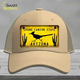 Roadrunner Yellow Arizona Grand Canyon State Novelty License Plate Hat Mesh / Khaki