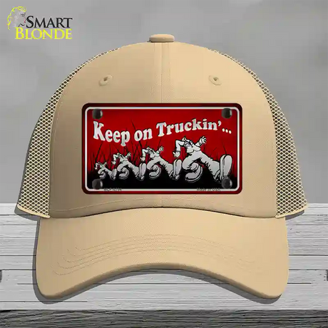 Keep On Trucking Novelty License Plate Hat Mesh / Khaki