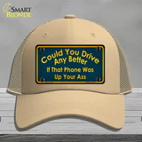 Could You Drive Novelty License Plate Hat Mesh / Khaki