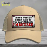 You Cant Make Me Novelty License Plate Hat Mesh / Khaki