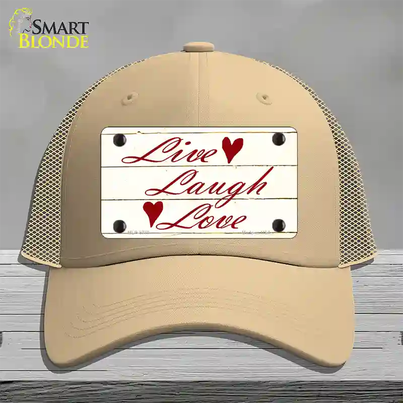 Live, Laugh, Love Novelty License Plate Hat Mesh / Khaki