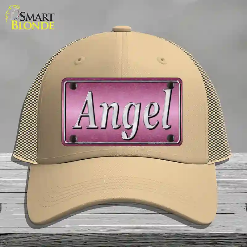 Angel Pink Novelty License Plate Hat Mesh / Khaki