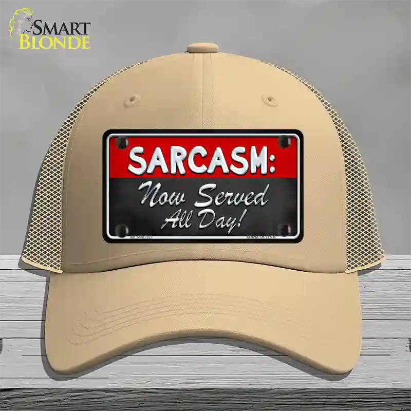 Sarcasm Novelty License Plate Hat Mesh / Khaki