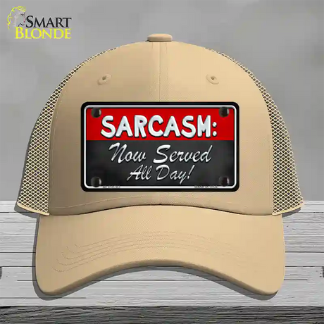 Sarcasm Novelty License Plate Hat Mesh / Khaki