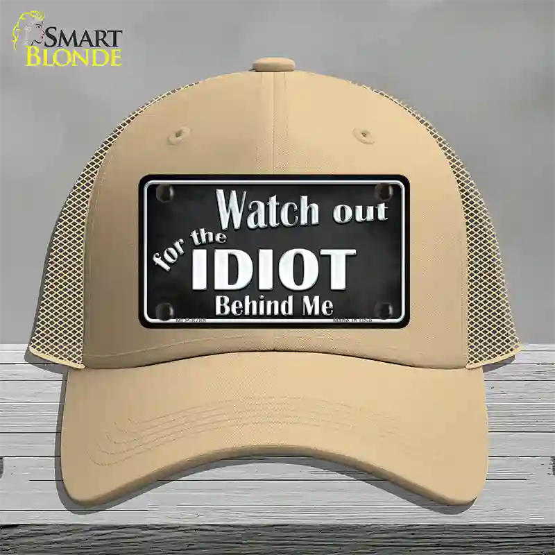 Watch Out Behind Me Novelty License Plate Hat Mesh / Khaki