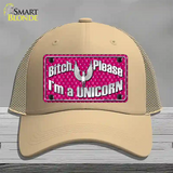 Bitch Please Novelty License Plate Hat Mesh / Khaki