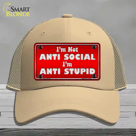 Anti Social Novelty License Plate Hat Mesh / Khaki