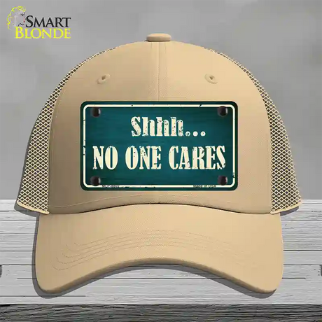 No One Cares Novelty License Plate Hat Mesh / Khaki