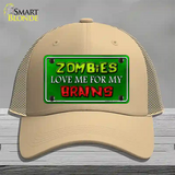 Zombies Love Me Novelty License Plate Hat Mesh / Khaki