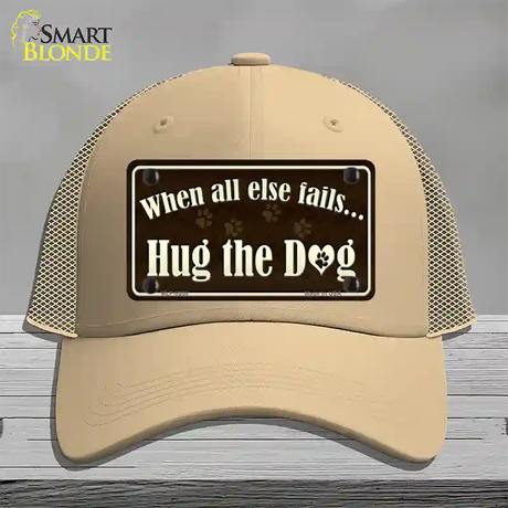 Hug The Dog Novelty License Plate Hat Mesh / Khaki