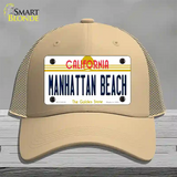 Manhattan Beach CA Novelty License Plate Hat Mesh / Khaki