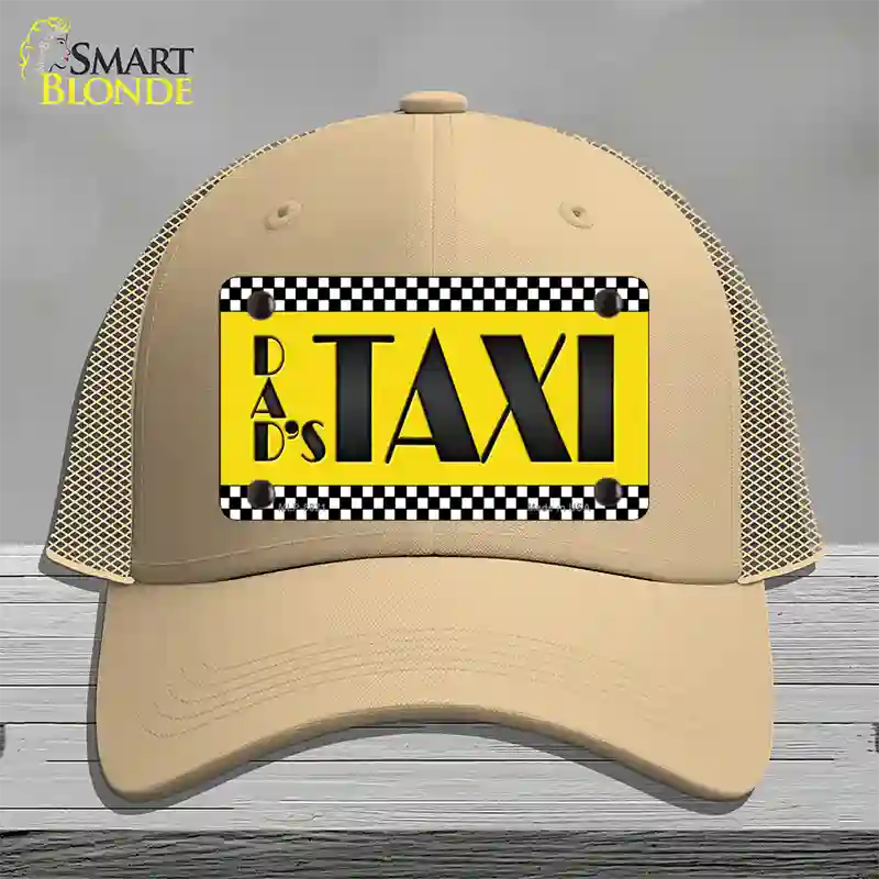 Dads Taxi Novelty License Plate Hat Mesh / Khaki