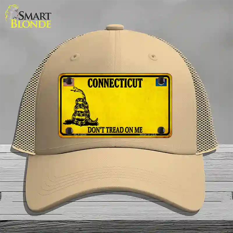 Connecticut Dont Tread On Me Novelty License Plate Hat Mesh / Khaki