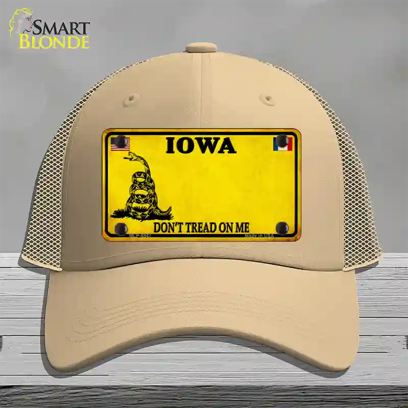 Iowa Dont Tread On Me Novelty License Plate Hat Mesh / Khaki