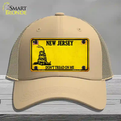 New Jersey Dont Tread On Me Novelty License Plate Hat Mesh / Khaki