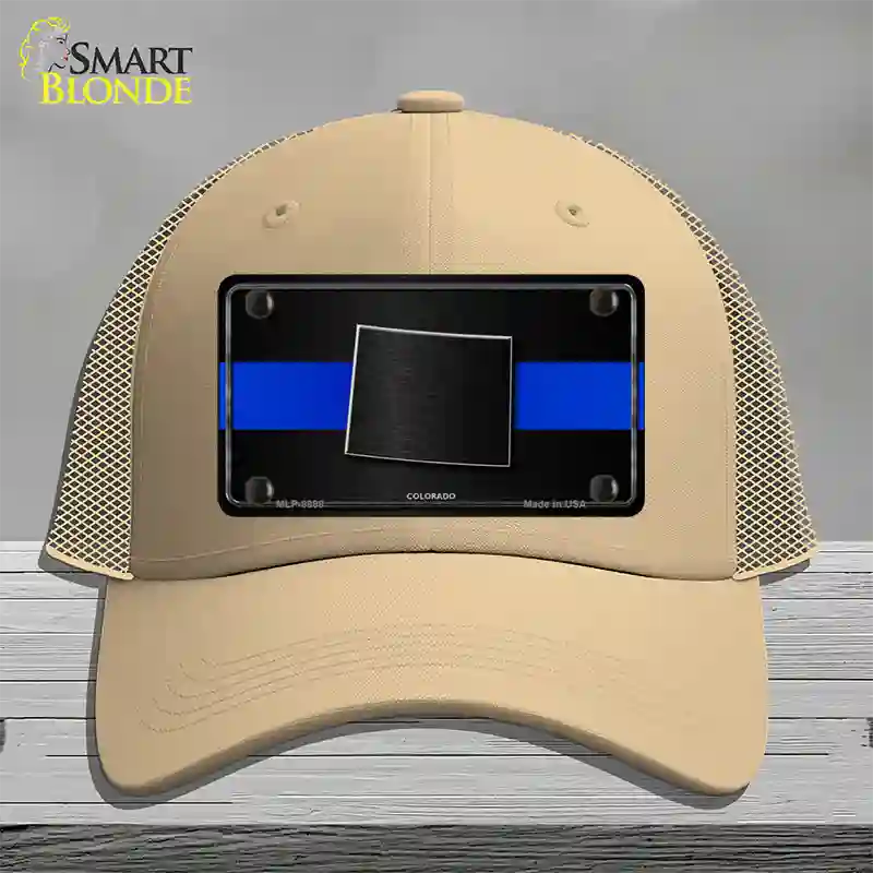 Colorado Thin Blue Line Novelty License Plate Hat Mesh / Khaki