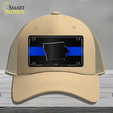 Iowa Thin Blue Line Novelty License Plate Hat Mesh / Khaki