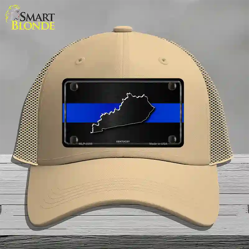 Kentucky Thin Blue Line Novelty License Plate Hat Mesh / Khaki