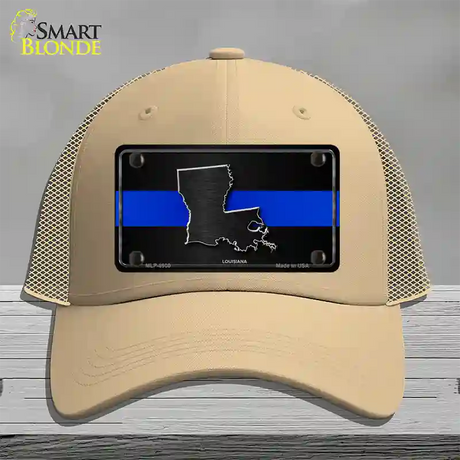 Louisiana Thin Blue Line Novelty License Plate Hat Mesh / Khaki