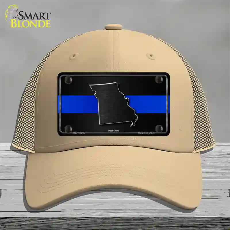 Missouri Thin Blue Line Novelty License Plate Hat Mesh / Khaki