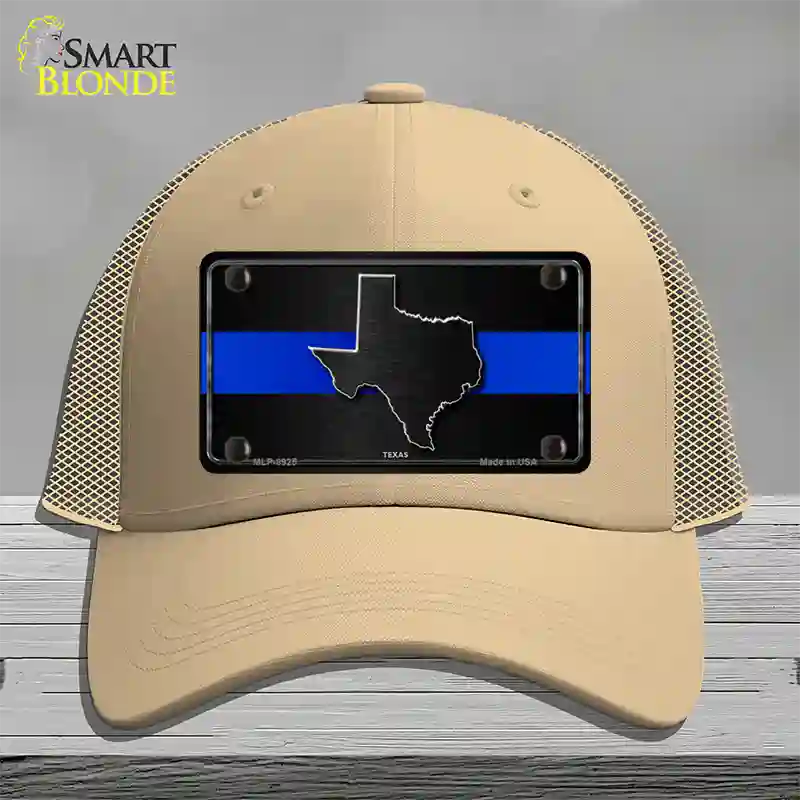 Texas Thin Blue Line Novelty License Plate Hat Mesh / Khaki