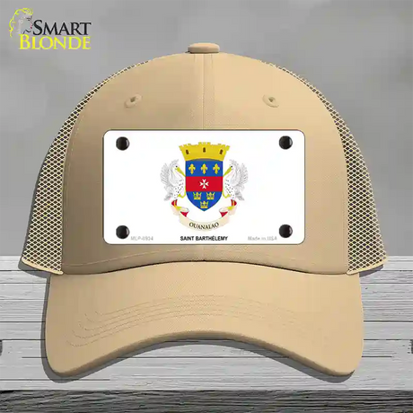 Saint Barthelemy Novelty License Plate Hat Mesh / Khaki