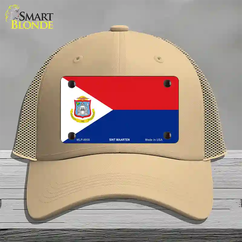 Sint Maarten Novelty License Plate Hat Mesh / Khaki