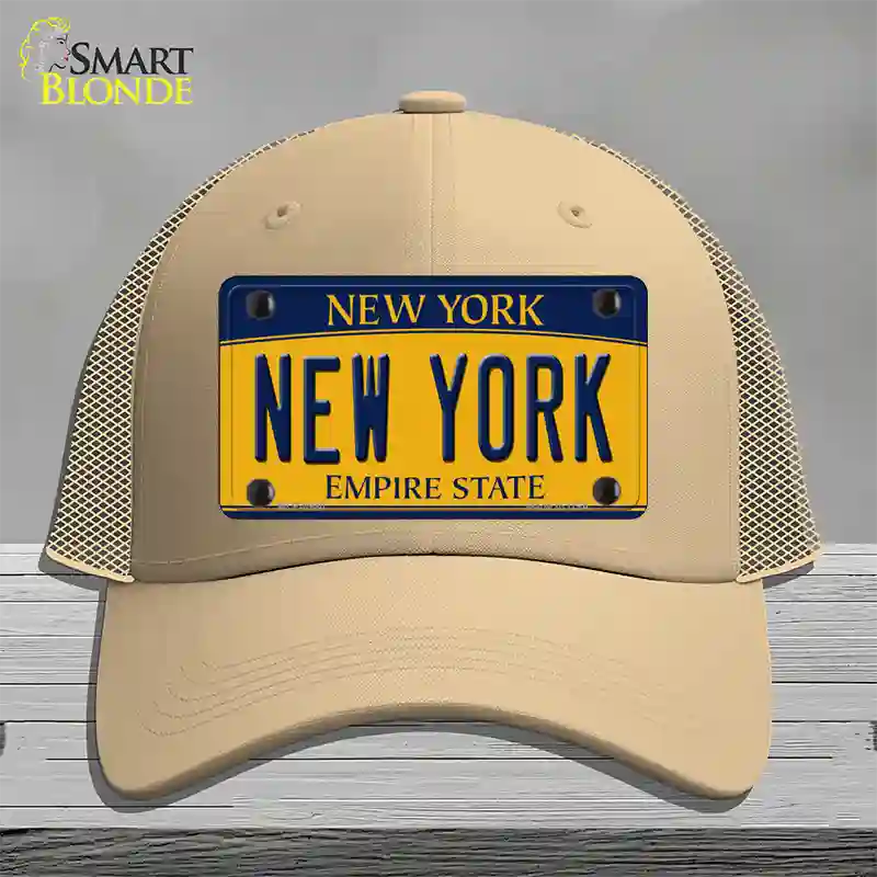 New York Yellow Novelty License Plate Hat Mesh / Khaki