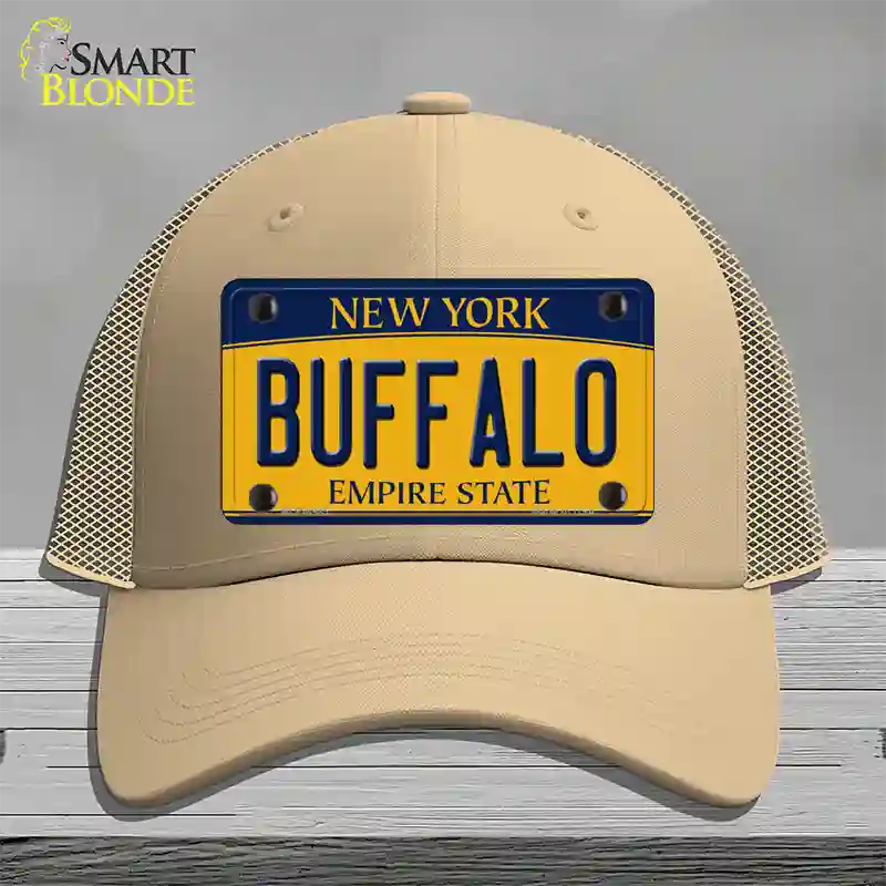 Buffalo New York Novelty License Plate Hat Mesh / Khaki