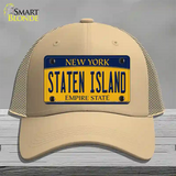 Staten Island New York Novelty License Plate Hat Mesh / Khaki