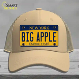 Big Apple Yellow New York Novelty License Plate Hat Mesh / Khaki