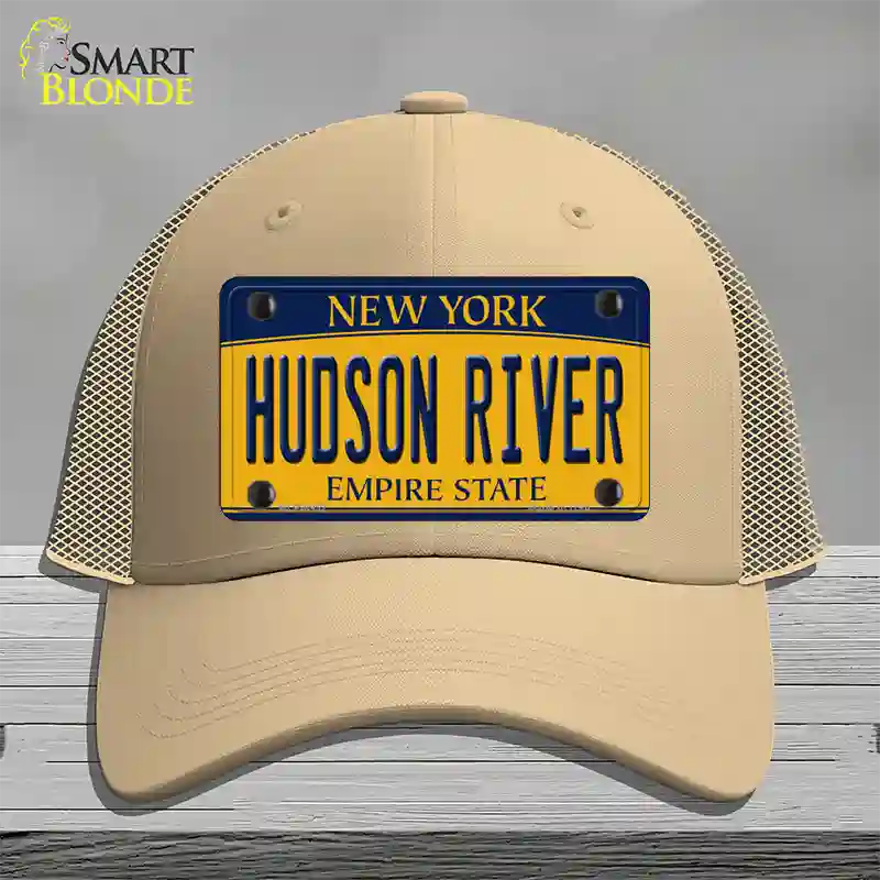 Hudson River New York Novelty License Plate Hat Mesh / Khaki