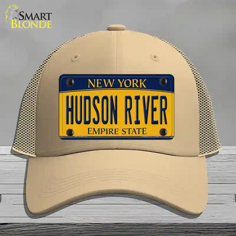 Hudson River New York Novelty License Plate Hat Mesh / Khaki