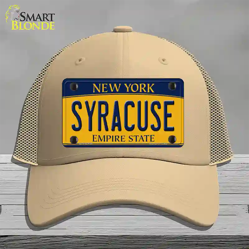 Syracuse New York Novelty License Plate Hat Mesh / Khaki