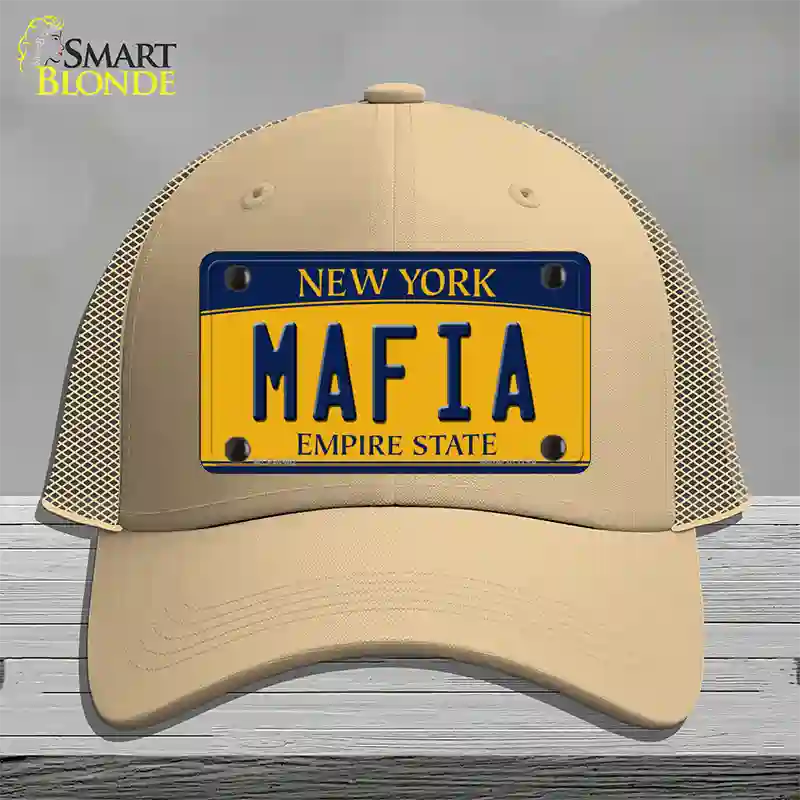 Mafia Yellow New York Novelty License Plate Hat Mesh / Khaki