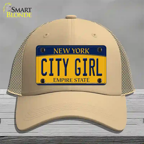 City Girl New York Novelty License Plate Hat Mesh / Khaki