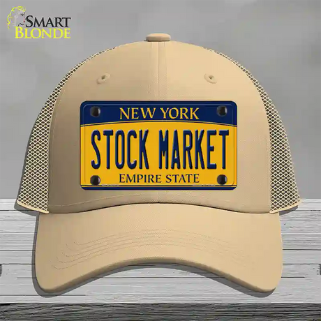 Stock Market Yellow New York Novelty License Plate Hat Mesh / Khaki