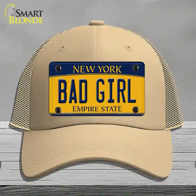 Bad Girl New York Novelty License Plate Hat Mesh / Khaki