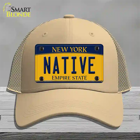 Native New York Novelty License Plate Hat Mesh / Khaki