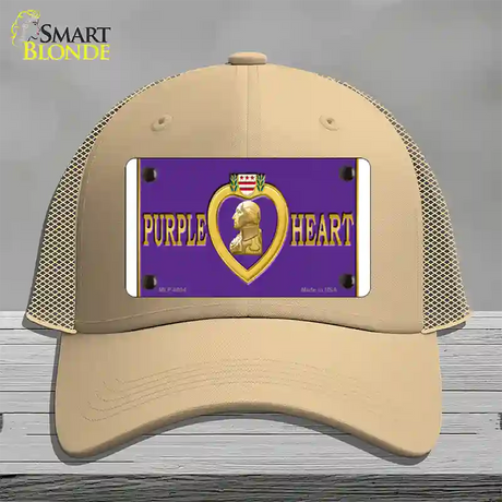 Purple Heart Novelty License Plate Hat Mesh / Khaki