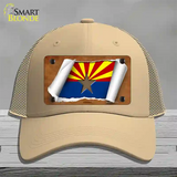 Arizona Flag Scroll Novelty License Plate Hat Mesh / Khaki